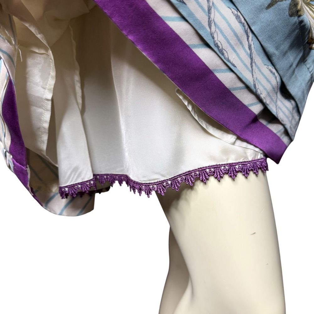 Leifsdottir Nautical Ship 100% Silk Dress Womens Size 4 Blue White Purple - Picture 9 of 10